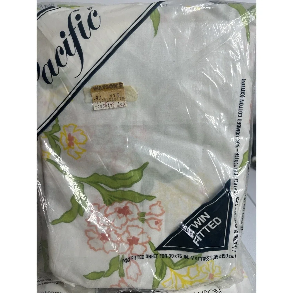 Pacific‎ Twin Fitted Sheet Lot Of 2 Lady Alison White Floral